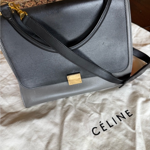 Authentic CELINE tricolor color block swing Trapeze bag purse medium Never Used - Picture 17 of 17